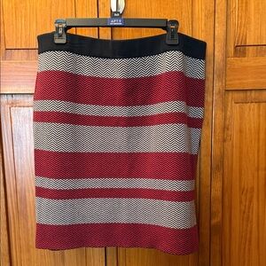 Adorable and comfortable knit Elle Red n Black Chevron Pencil Skirt size xl NWOT